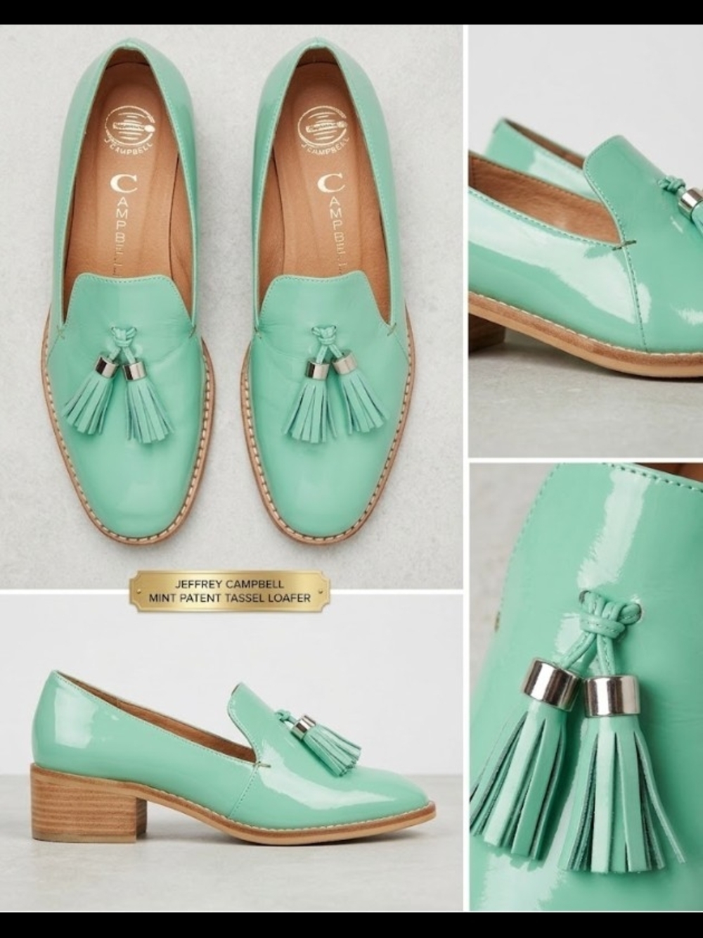 Jeffrey Campbell Mint Patent Tassel Loafers (Sz 8.5) Vibrant Classic Comfy Lux